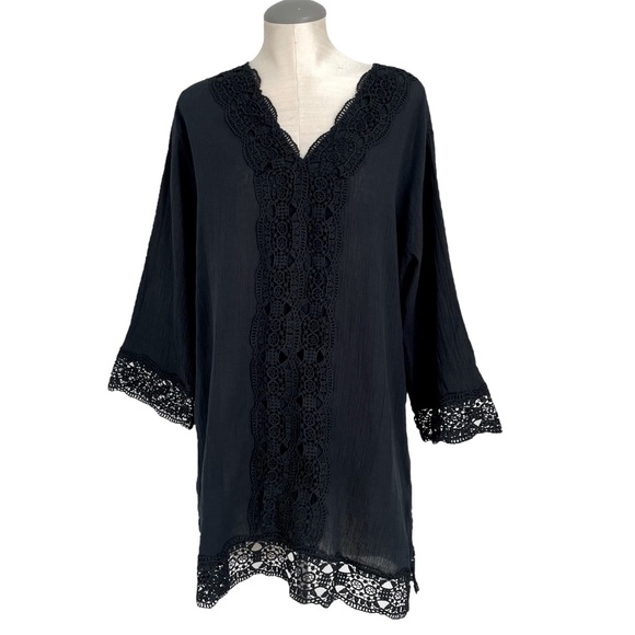 Isaac Mizrahi Other - Isaac Mizrahi Daisy Swimsuit Cotton Beach Coverup in Black Size Large